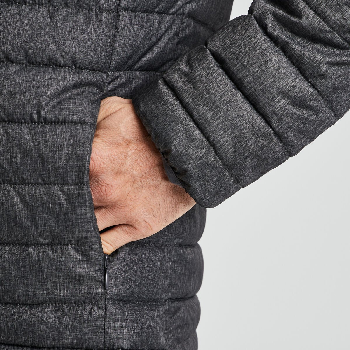 Doudoune droite légère col montant gris foncé homme
