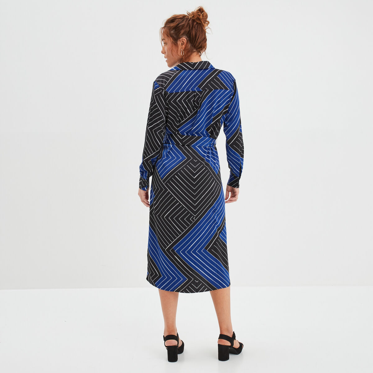 Robe chemise satin midi Mosquitos noir femme