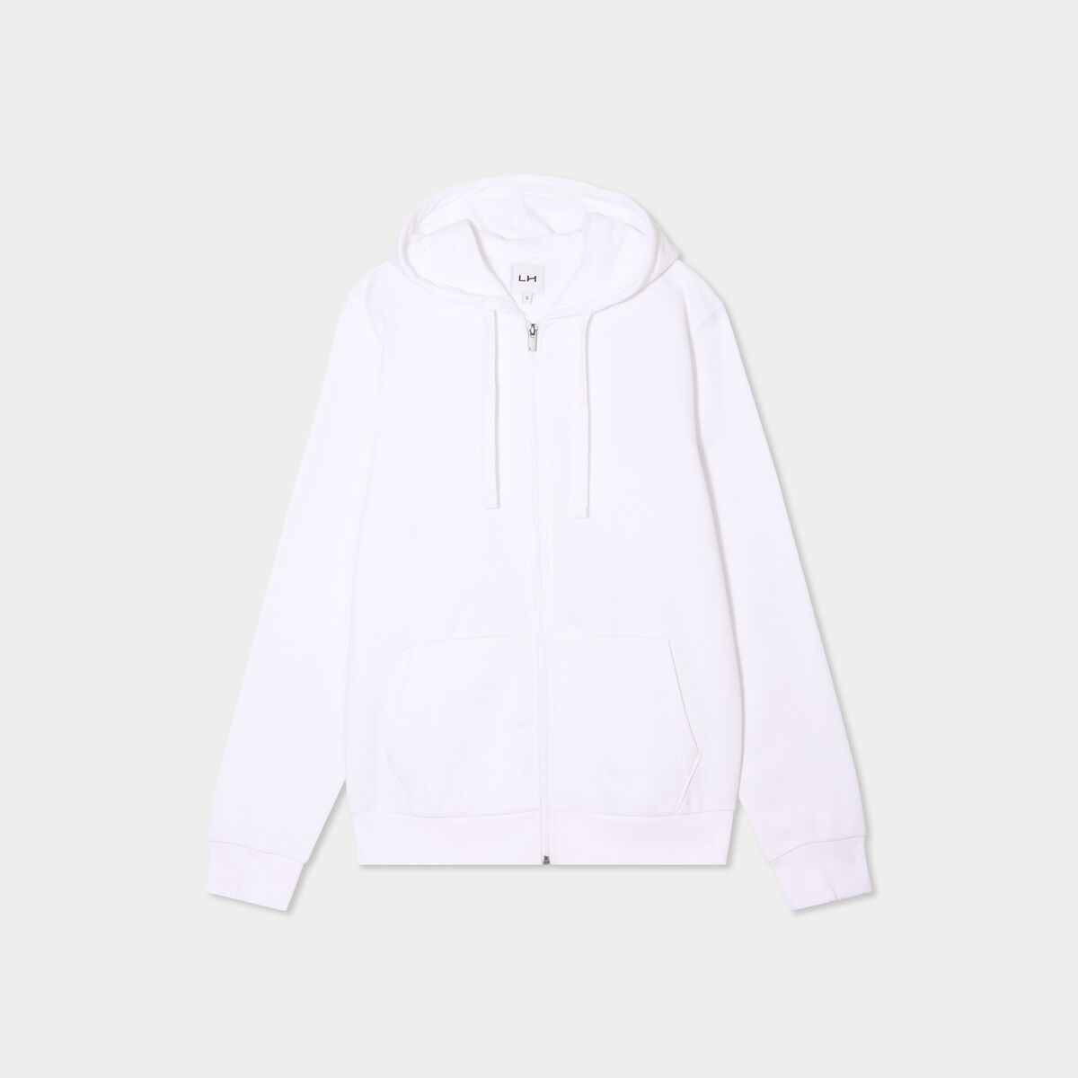 Sweat zippé molleton à capuche blanc homme