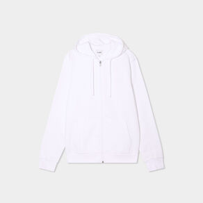Sweat zippé molleton à capuche blanc homme