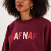 Sweat col rond logo oversize bordeaux femme