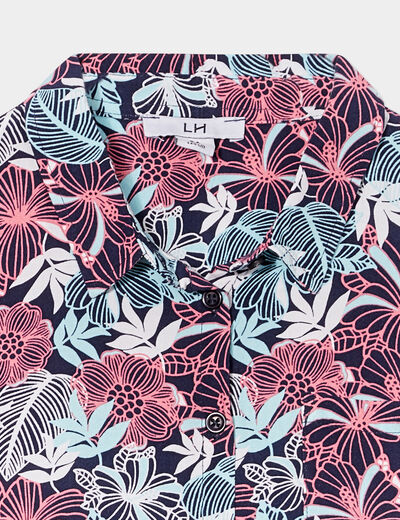 Chemise manches courtes nouée bleu marine fille