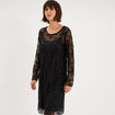 Robe dentelle et sequins doubl&eacute;e noir femme