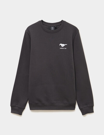 Sweat molleton manches longues Mustang gris fonc&eacute; homme