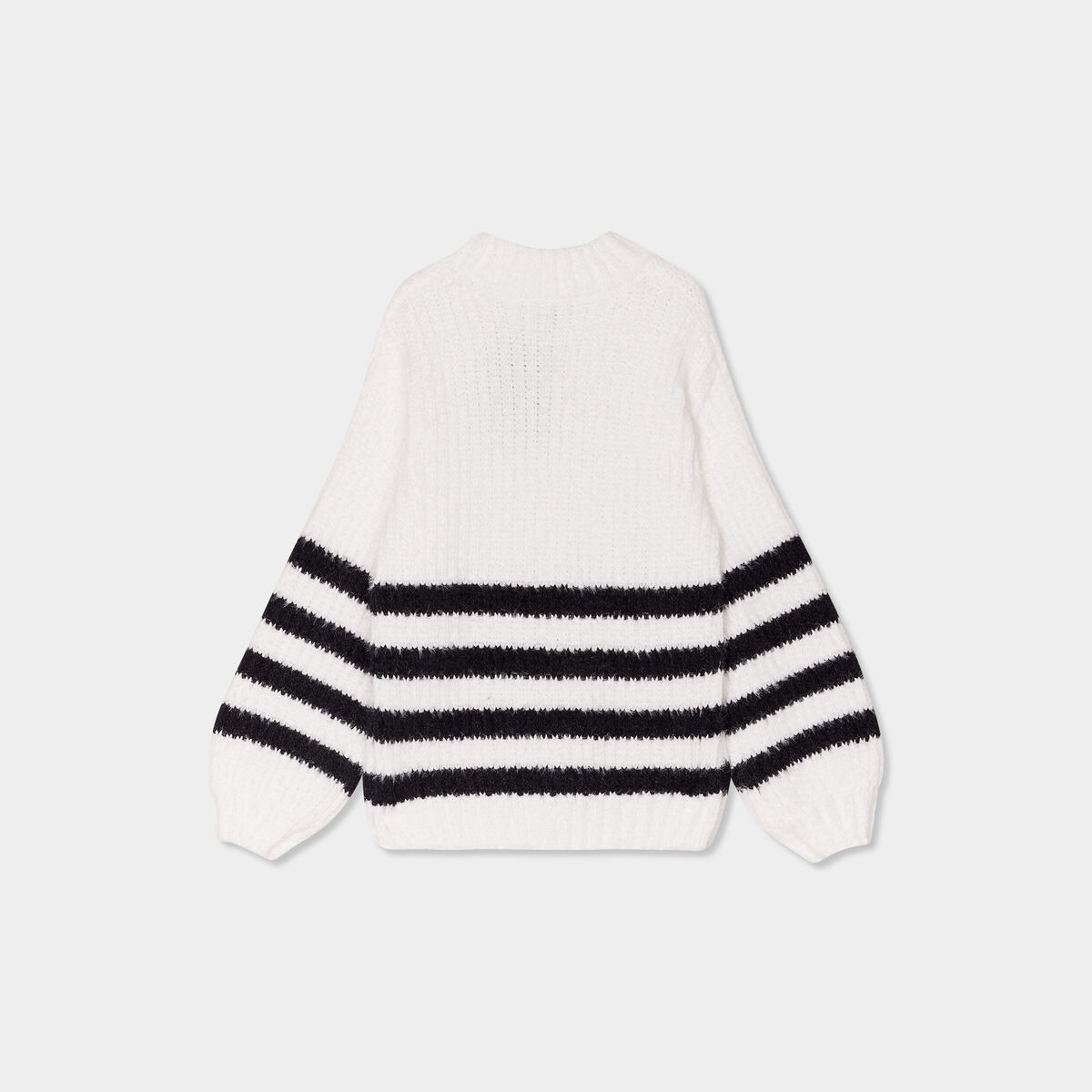 Pull col rond manches ballons ivoire fille