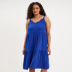 Robe bretelles &agrave; volants longueur genou bleu electrique femme grande taille
