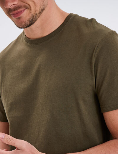 T-shirt droit en coton manches courtes vert kaki homme