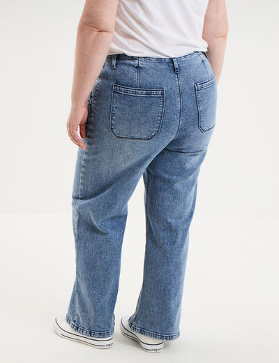 Jean large 7/8&egrave;me &agrave; pont denim triple stone femme grande taille