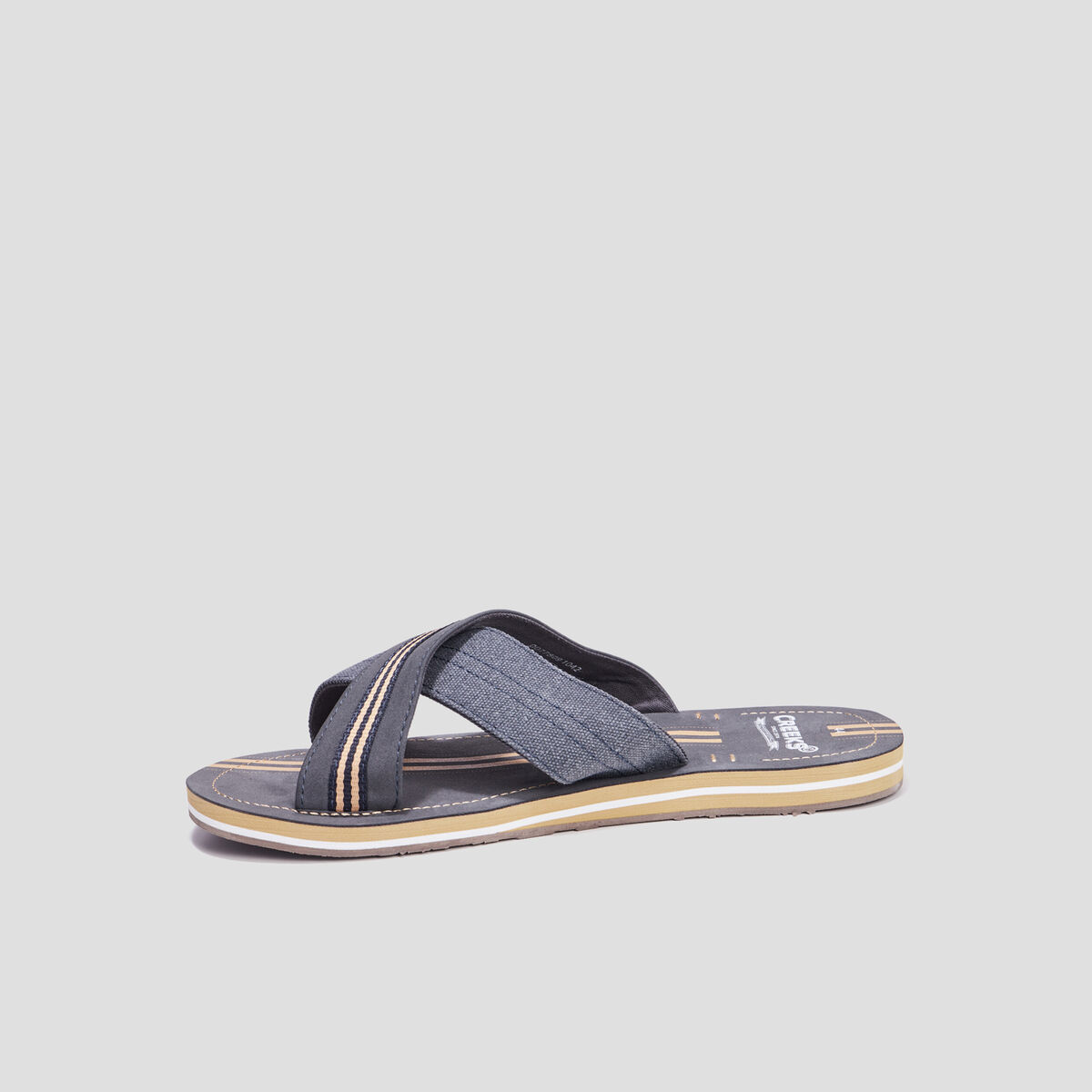 Mules brides larges croisées gris homme