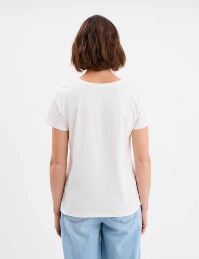 T-shirt col rond manches courtes Creeks blanc femme