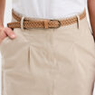 Jupe chino droite ceinture tressée beige femme