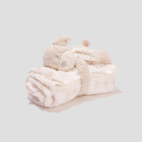 couverture effet velours avec doudou taupe bebe Couverture effet velours avec doudou taupe bébé