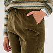 Pantalon taille haute velours 7/8&egrave;me vert kaki femme