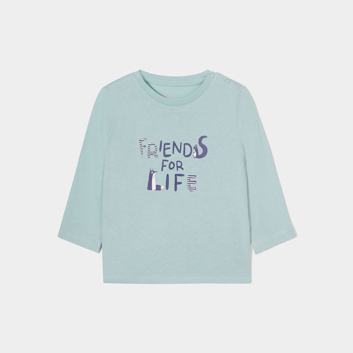 T-shirt boutonné manches longues coton vert clair bébé garçon