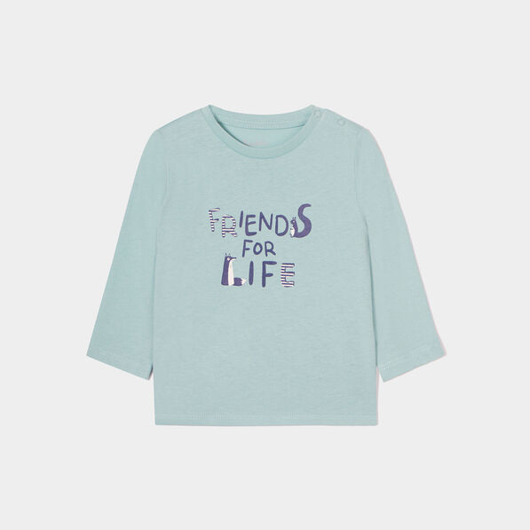 T-shirt boutonné manches longues coton vert clair bébé garçon