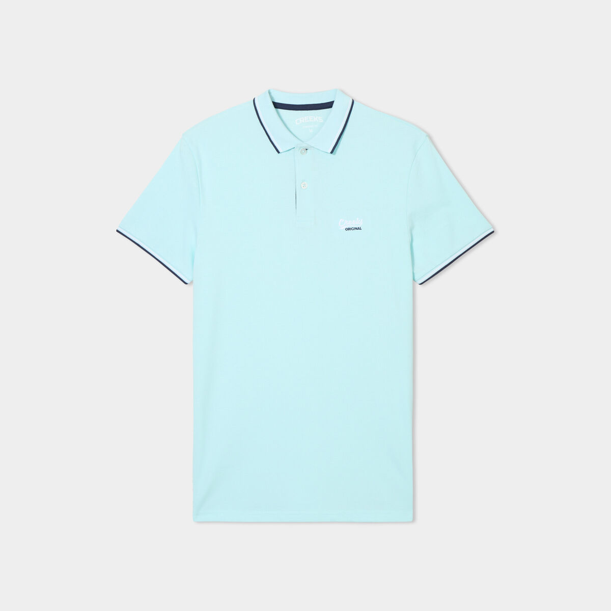 Polo avec broderie poitrine coton Creeks bleu turquoise homme