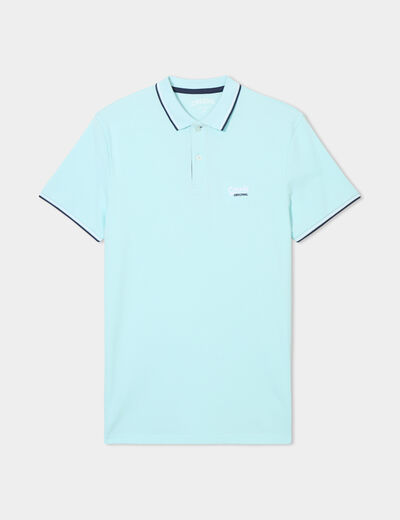 Polo avec broderie poitrine coton Creeks bleu turquoise homme