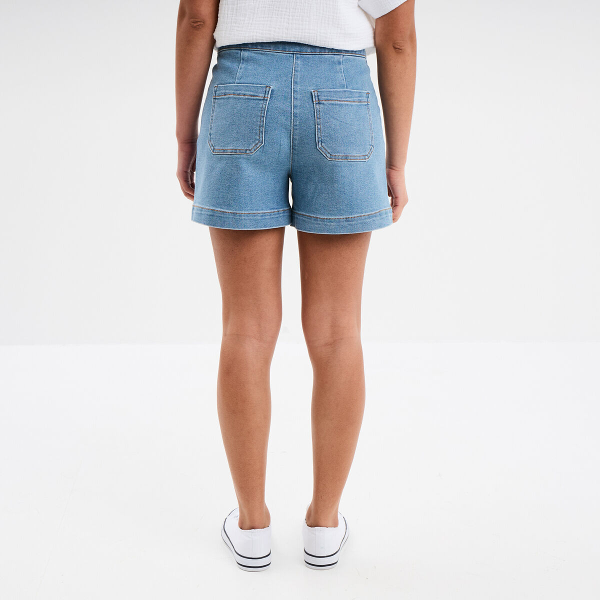 Short en jeans &agrave; pont denim double stone femme