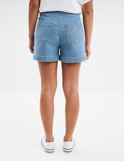 Short en jeans à pont denim double stone femme