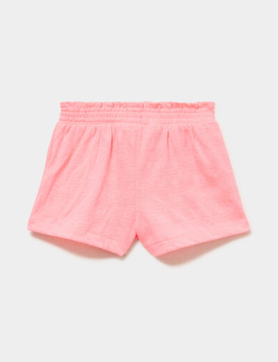 Lot 2 shorts tailles &eacute;lastiqu&eacute;es rose fluo b&eacute;b&eacute; fille