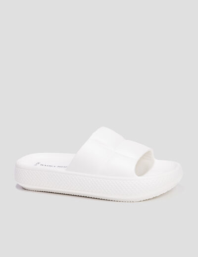 Mules compensées matelassés Wamea Beach blanc femme