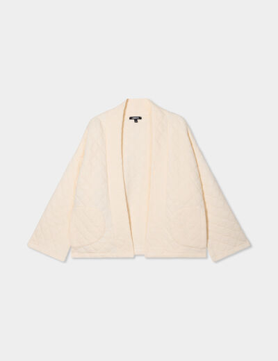 Veste esprit kimono matelassée en jersey blanc femme