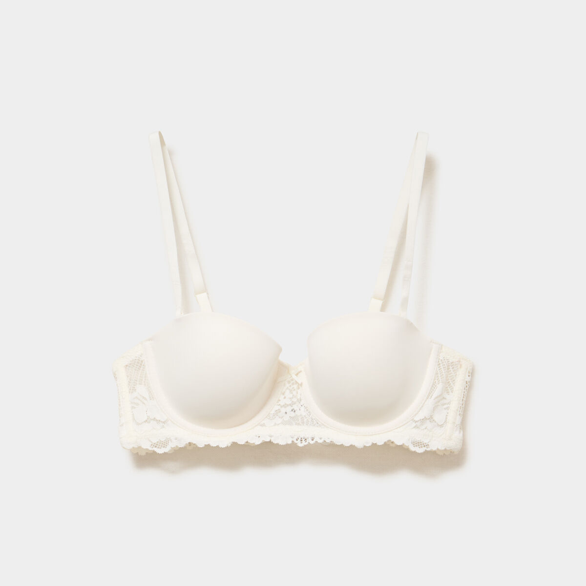 Soutien-gorge balconnet micro dentelle blanc femme