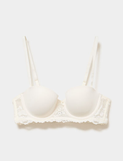 Soutien-gorge balconnet micro dentelle blanc femme