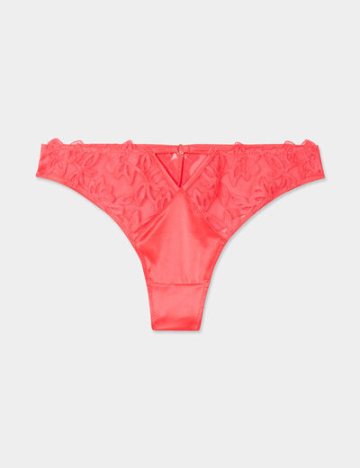 Tanga en dentelle rouge femme