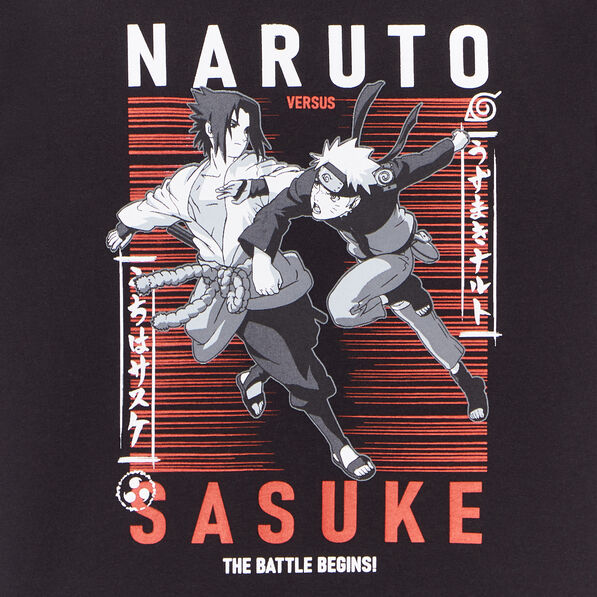 T-shirt manches courtes coton Naruto noir garçon