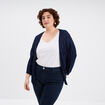 Gilet col ouvert manches 3/4 bleu marine femme grande taille
