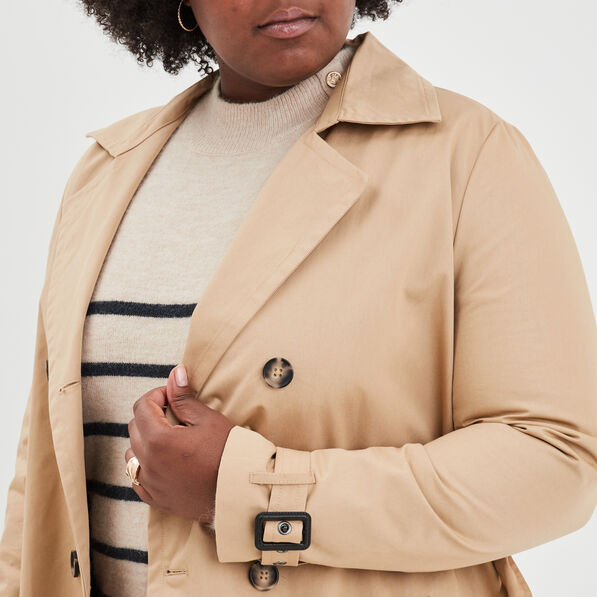 trench long cintre ceinture beige femmegt Trench long cintré ceinturé beige femme grande taille