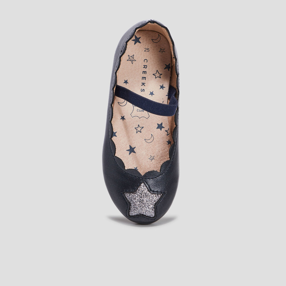 Ballerines en cuir détail étoile Creeks bleu marine fille