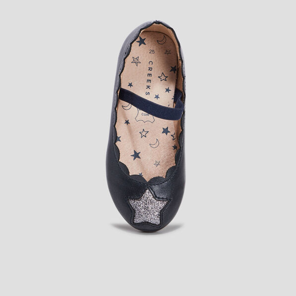 Ballerines en cuir détail étoile Creeks bleu marine fille