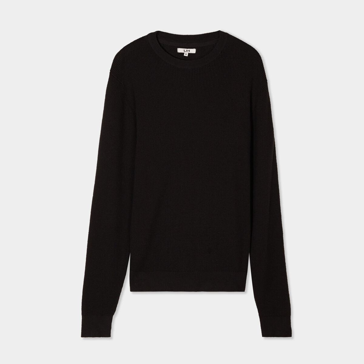 Pull avec col rond à relief noir homme