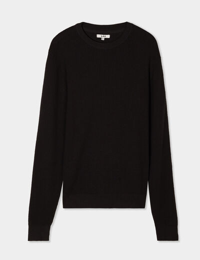 Pull avec col rond à relief noir homme