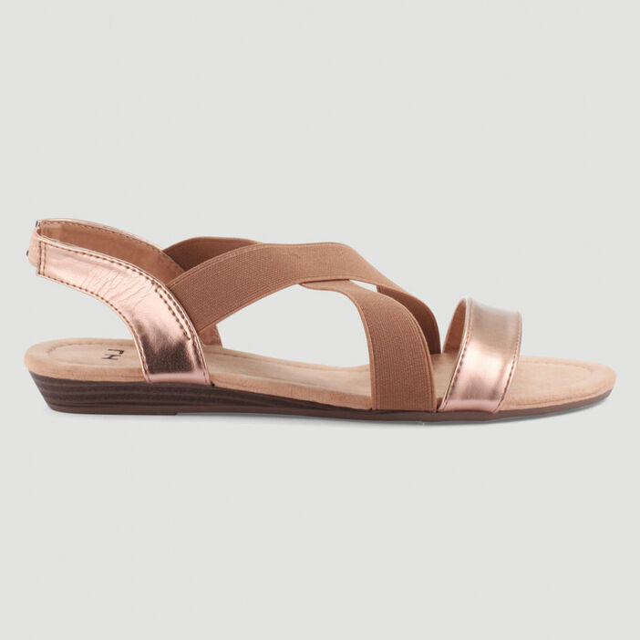 Sandales élastiquées petit compensé femme rose