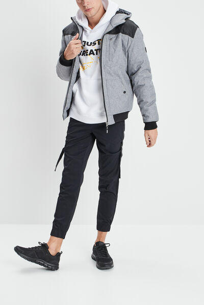 Sweat à capuche hoodie poche ventrale blanc homme