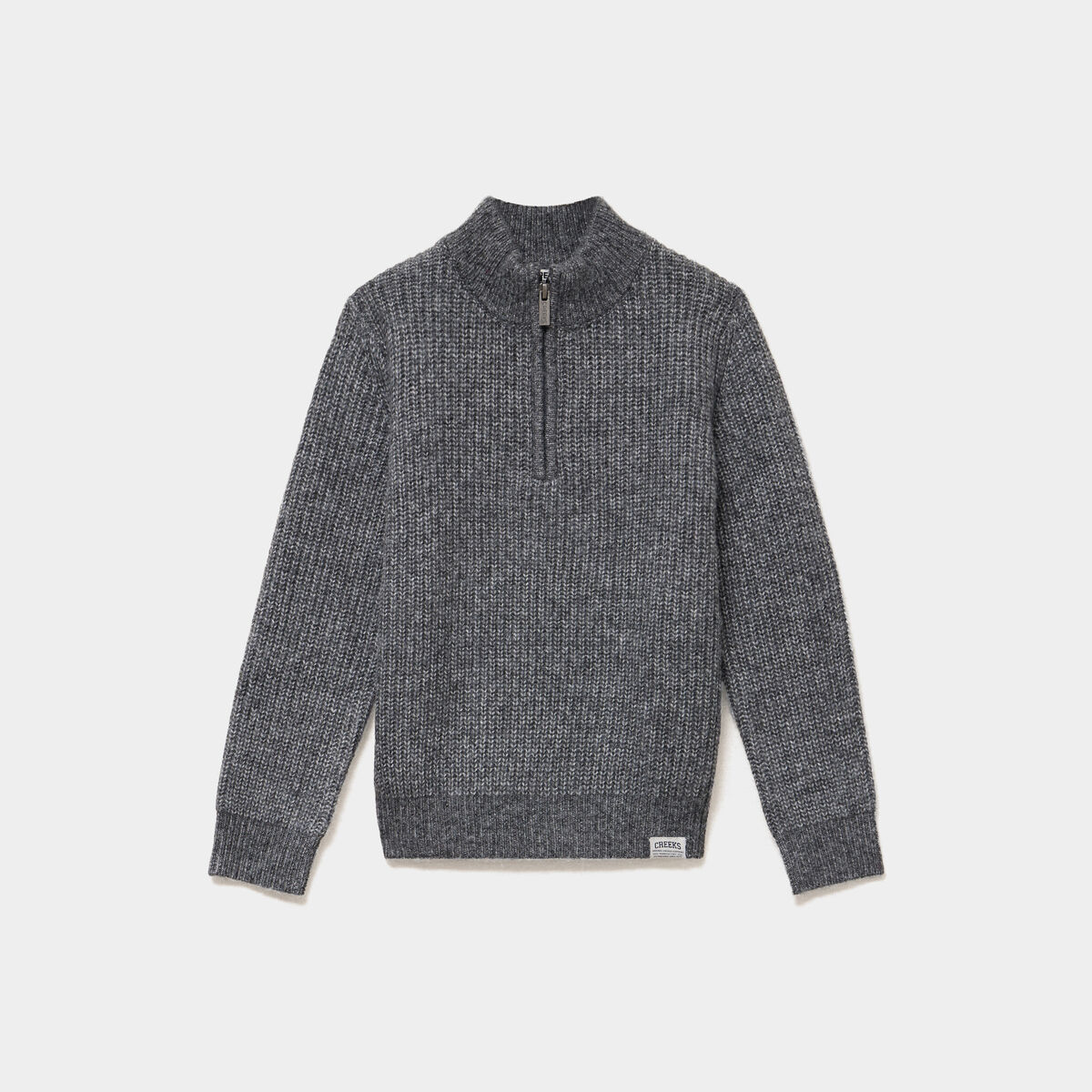 Pull droit col camionneur gris gar&ccedil;on