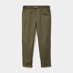 Pantalon chino regular ceinture tress&eacute;e vert kaki femme