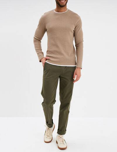 T-shirt col rond Creeks taupe homme