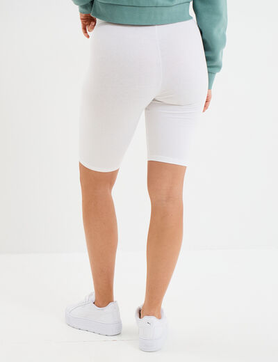 Short cycliste coton stretch blanc femme
