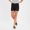 Short en jean slim coton stretch noir femme