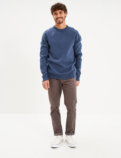 Pantalon chino slim stretch taupe homme