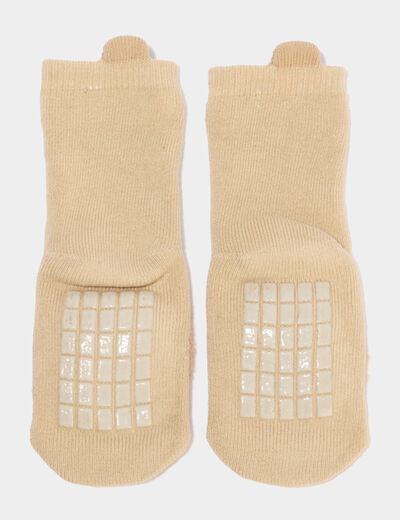 Chaussettes d'int&eacute;rieur marron clair b&eacute;b&eacute; gar&ccedil;on