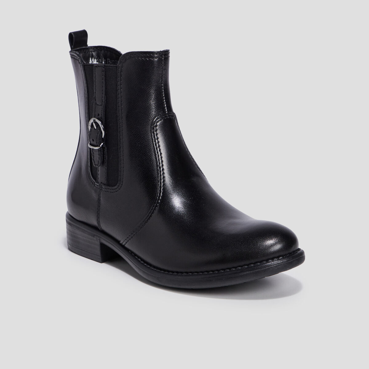 Bottines en cuir noir fille