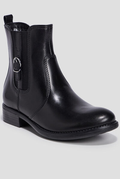 Bottines en cuir noir fille