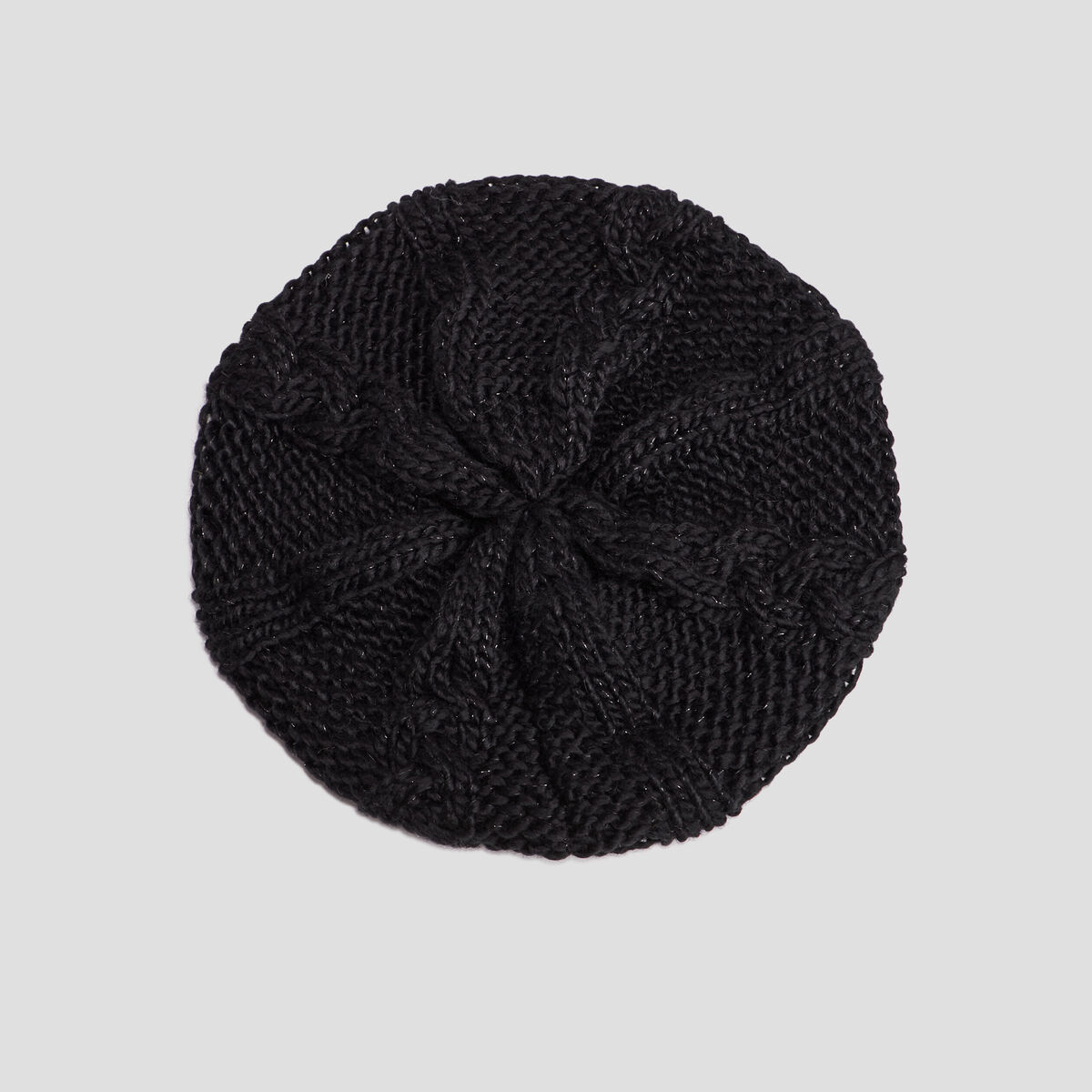 Béret tricoté avec torsades noir femme