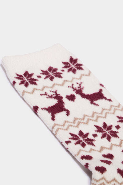 Lot 2 paires chaussettes de No&euml;l marron femme