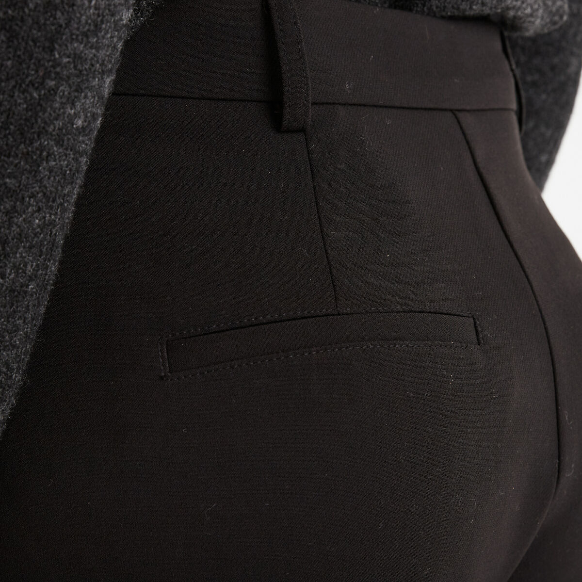 Pantalon droit taille haute noir femme